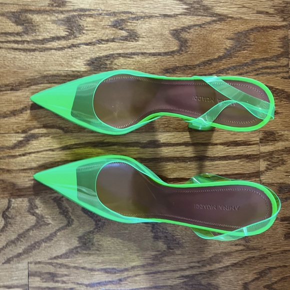 😊SOLD😊Amina Muaddi Green Holli Glass Slingback Pumps in 38.5 - Picture 7 of 11